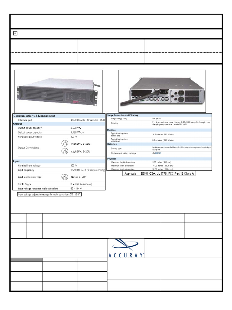 Spec UPS APC For VSI Rack | PDF