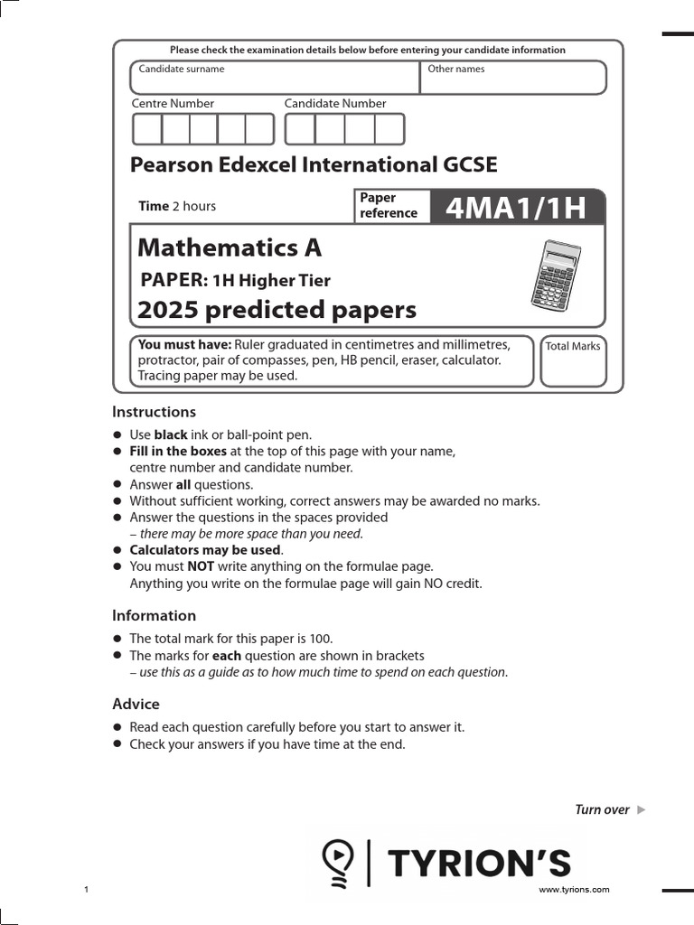 Edexcel IGCSE Maths Nov 2025 Paper | PDF | Mathematics | Elementary ...