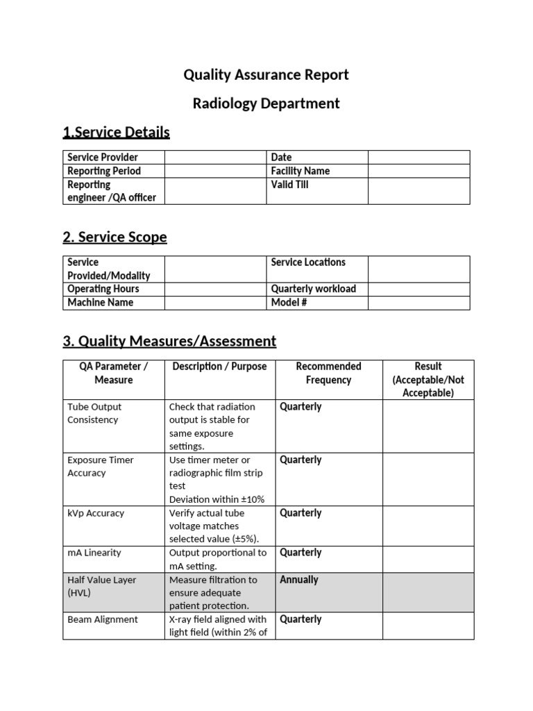 Format Quality Report X Ray | PDF | X Ray | Radiography