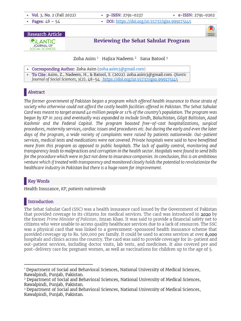 5+Reviewing+the+Sehat+Sahulat+Program+ +Zoha+Aslam - Edited | PDF ...
