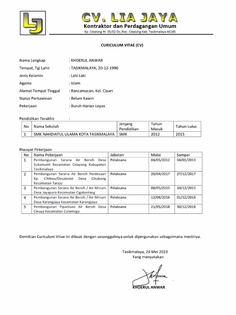Khoerul Anwar CV | PDF