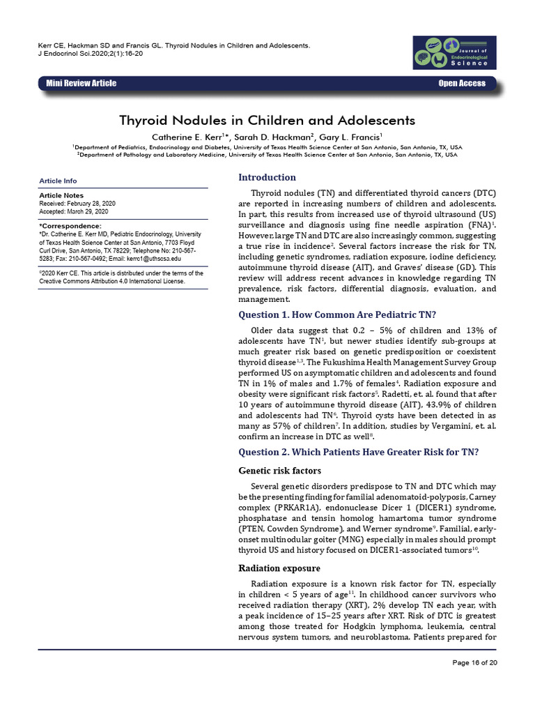Thyroid Nodules in Children and Adolescents | PDF | Thyroid | Thyroid ...