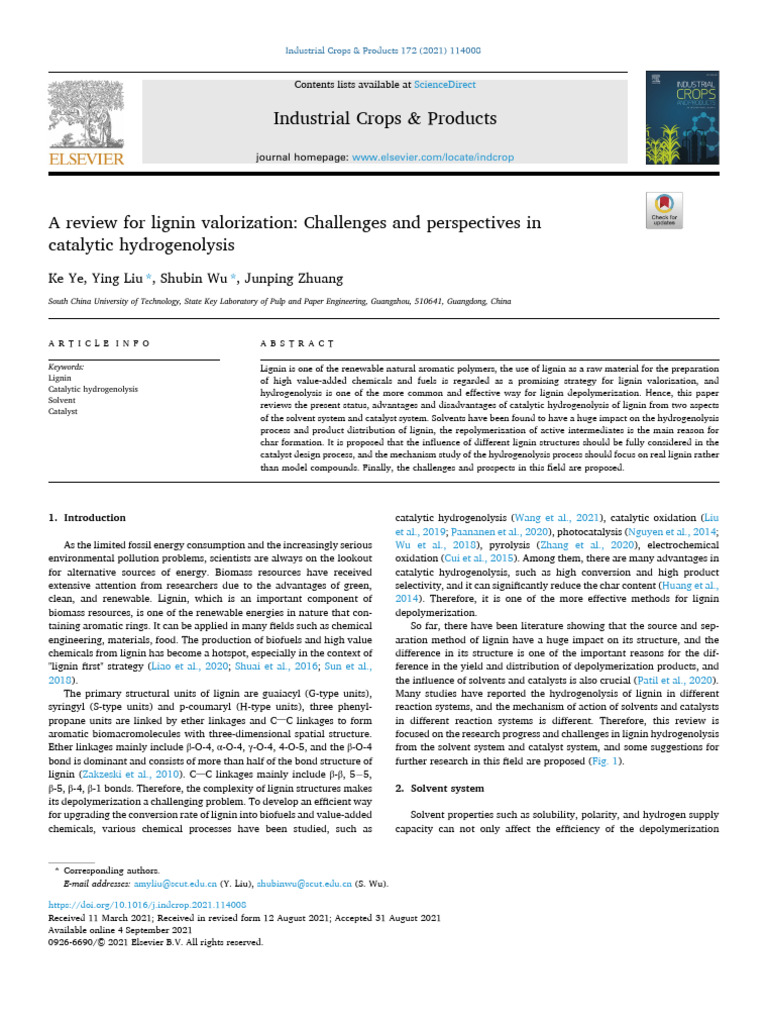 A Review For Lignin Valorization-Challenges and Perspectives in ...