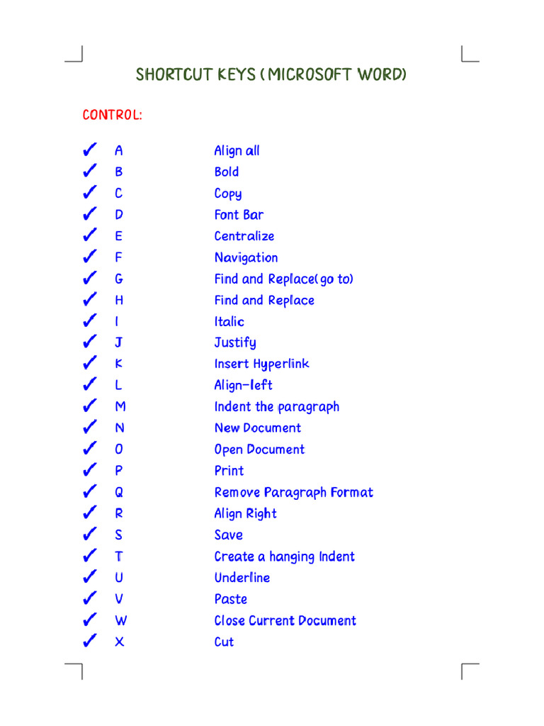 Shortcut Keys On Microsoft Word - Phoenix | PDF