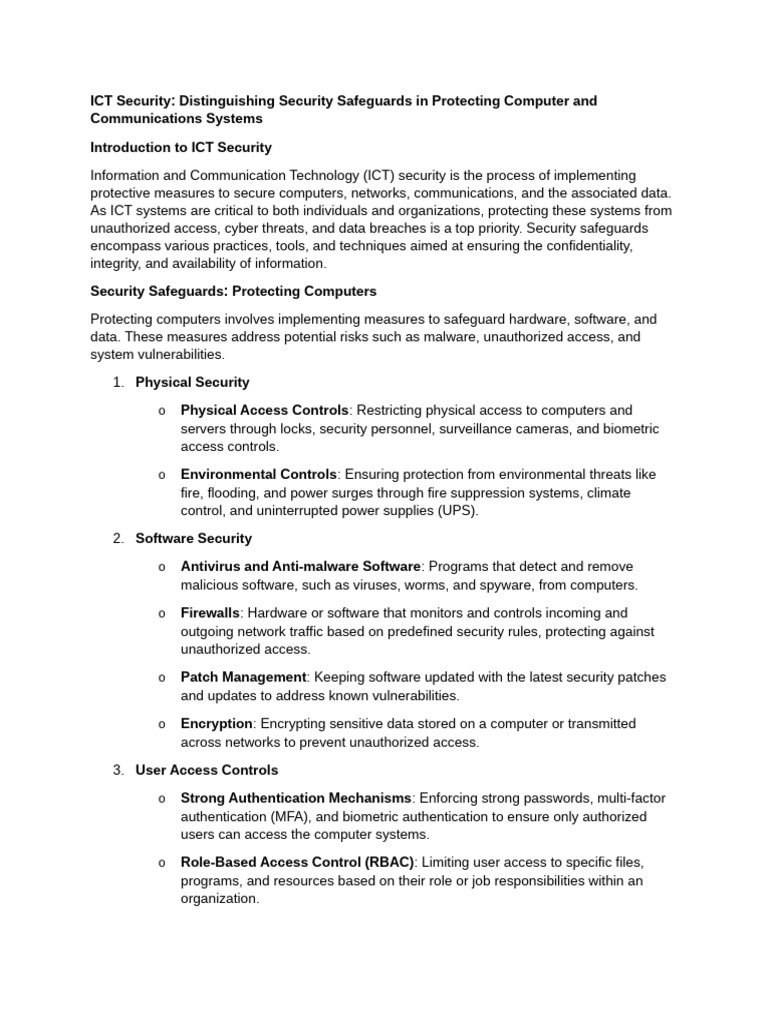 Part 5 Ict Security Security Safeguards | PDF | Security | Computer ...