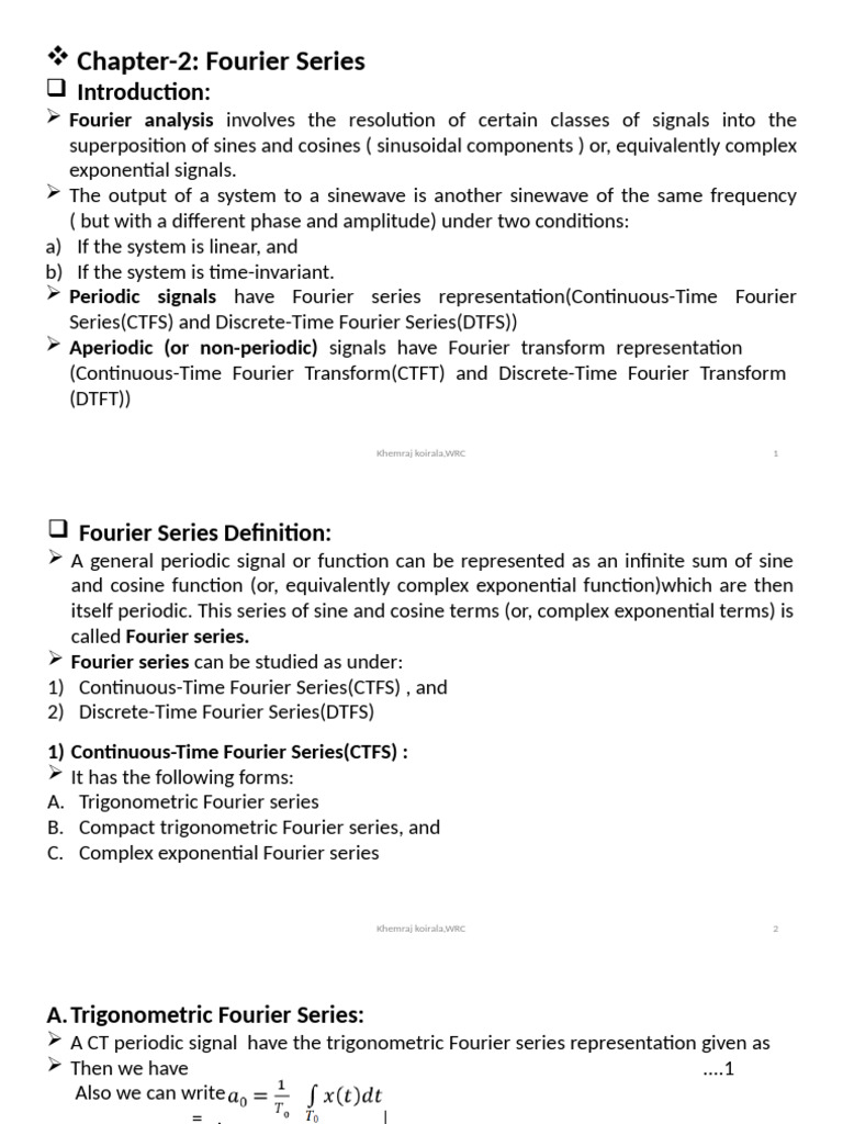 Understanding Fourier Series Concepts | PDF | Fourier Series | Spectral ...