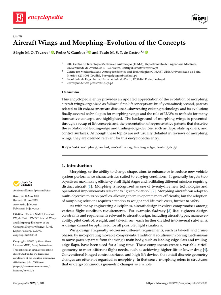 Evolution of Morphing Aircraft Wings | PDF | Flap (Aeronautics) | Airfoil