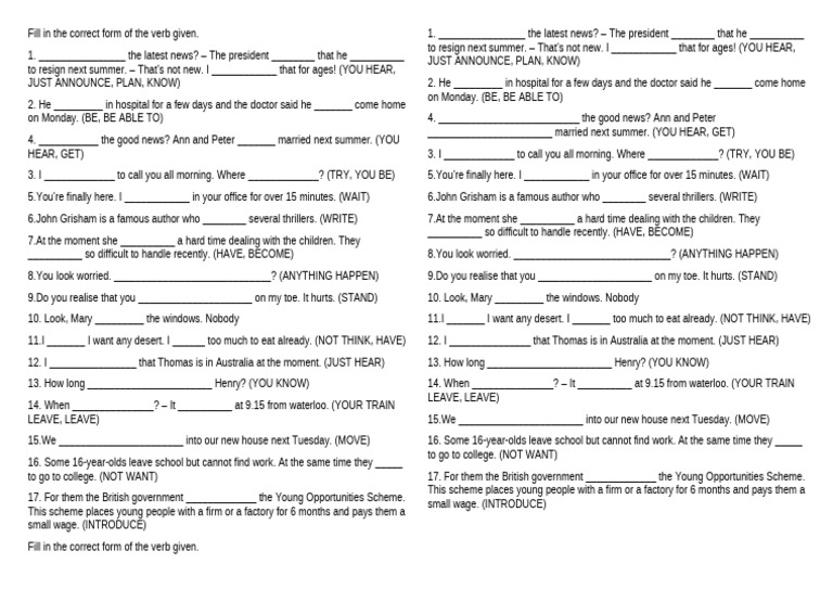 Fill in The Correct Form of The Verb Given | PDF | Chess | Chess Theory