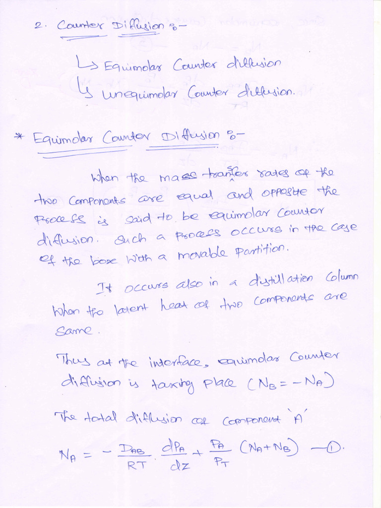 Lecture 37 - Equimolar Counter Diffusion | PDF