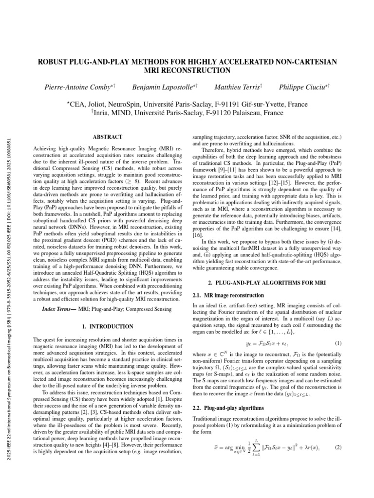 Robust Plug-And-Play Methods For Highly Accelerated Non-Cartesian MRI ...