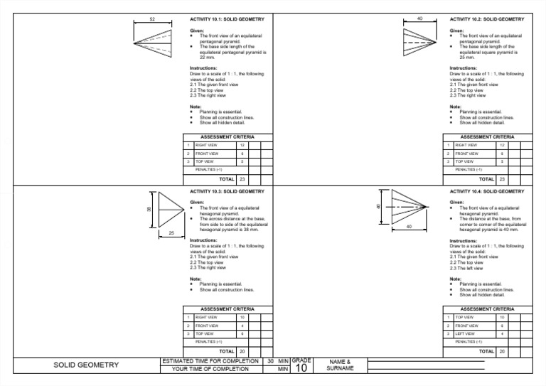 Solid Geometry Drawing Activities | PDF | Geometric Shapes | Euclidean ...