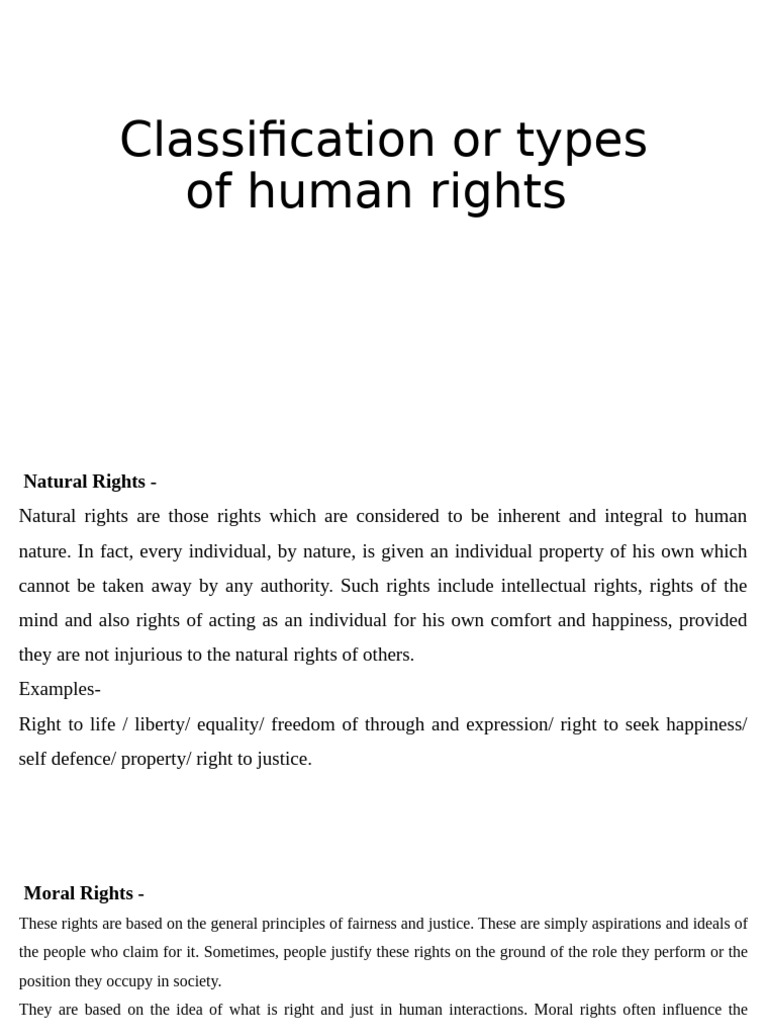 Types of Human Rights Explained | PDF | Rights | Justice