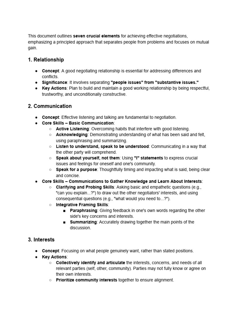 7 Elements for Effective Negotiation | PDF | Communication | Human ...