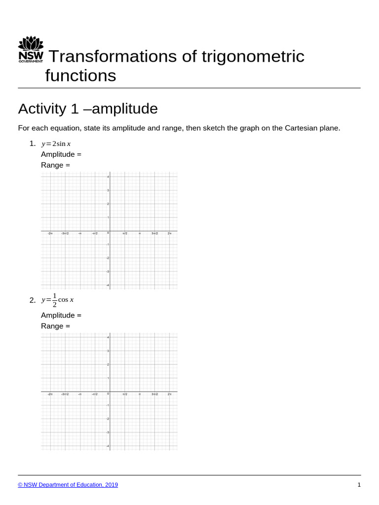 Trigonometric Function Transformations | PDF | Trigonometric Functions ...