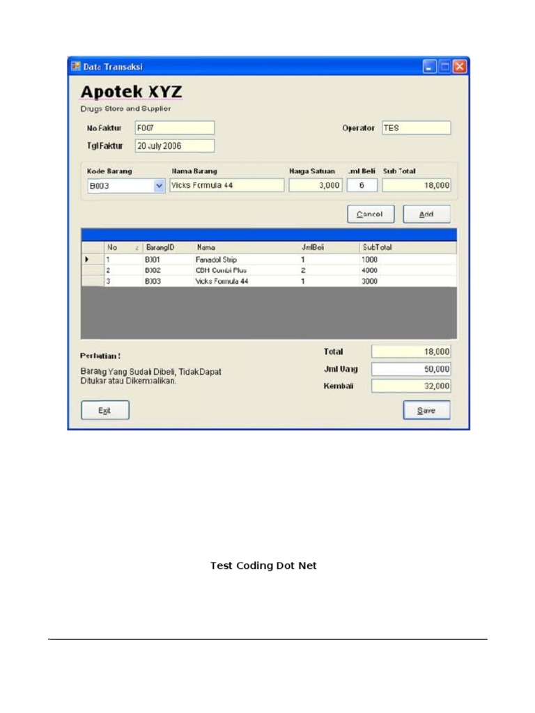 Soal Tes Programmer Vbnet