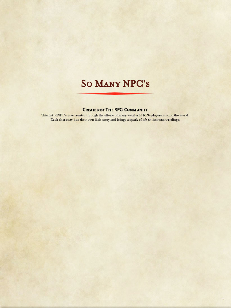 Unique RPG NPC Character Profiles | PDF | Dwarf (Dungeons & Dragons)