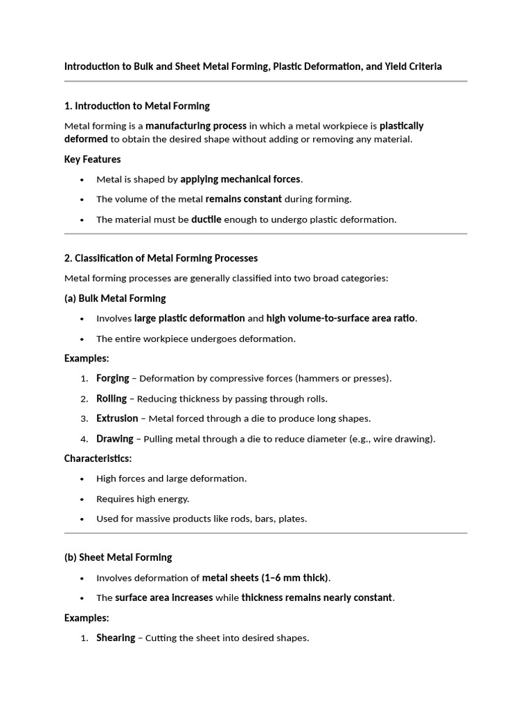 Overview of Bulk Metal Forming Processes | PDF | Plasticity (Physics ...