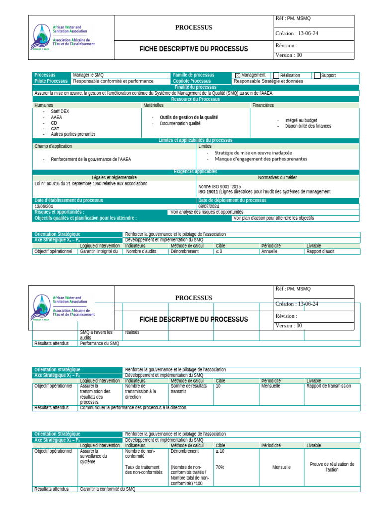 Gestion et Amélioration du SMQ AAEA | PDF | Système de management de la ...