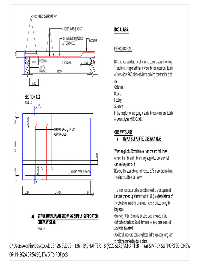 Simply Supported One Way Slab Details | PDF | Beam (Structure ...