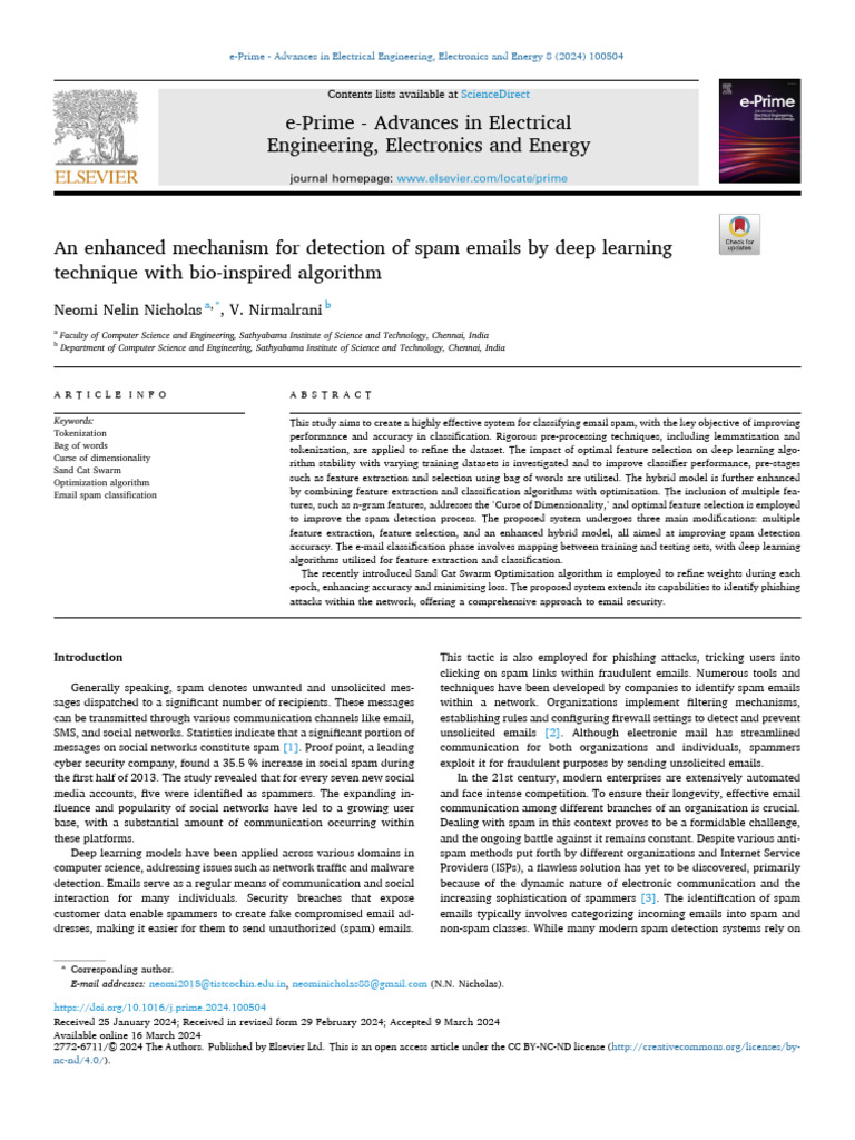 Enhanced Spam Detection with Deep Learning | PDF | Machine Learning ...