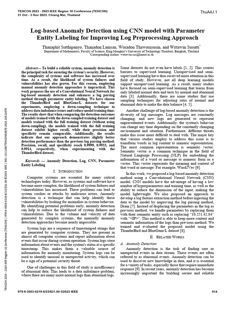 CNN-Based Log Anomaly Detection System | PDF | Deep Learning | Applied ...