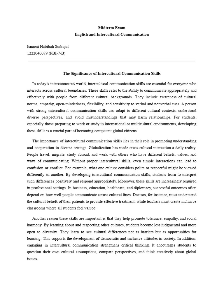 Intercultural Communication Skills in Education | PDF | Cross Cultural ...