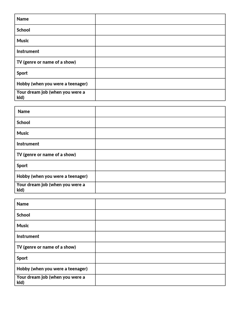 Personal Interests and Aspirations List | PDF