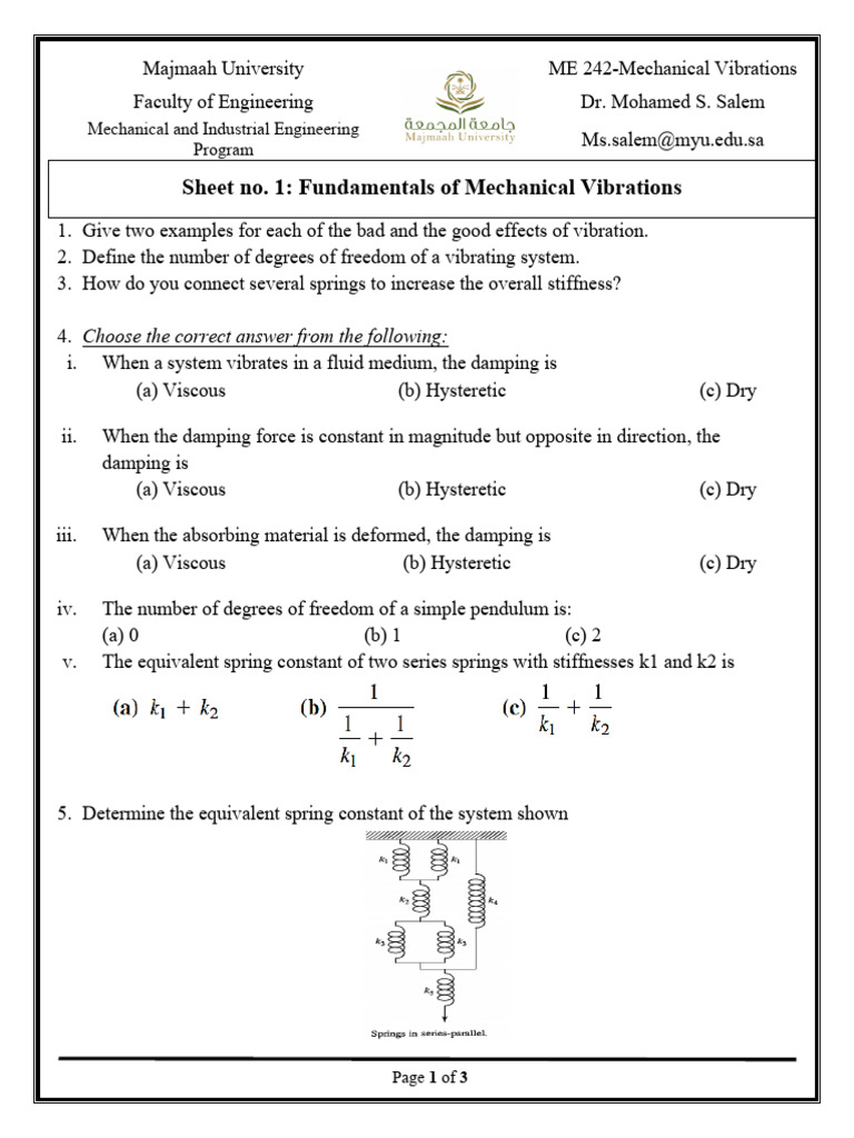 Mechanical Vibrations Fundamentals Guide | PDF | Viscosity | Classical ...