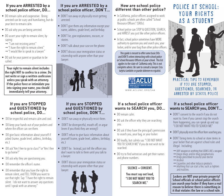 Police at School - Your Rights As A Student | PDF | Right To Silence ...