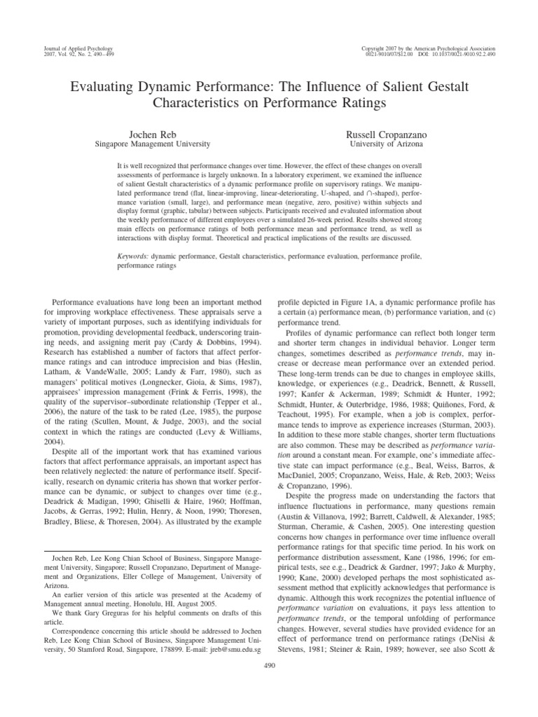 Dynamic Performance Evaluation Insights | PDF | Performance Appraisal ...