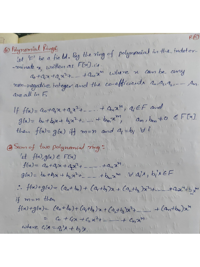 Polynomial Rings Lecture Upto 9 Oct | PDF