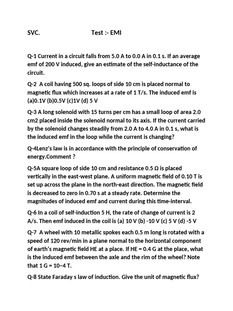 Electromagnetic Induction Problems | PDF