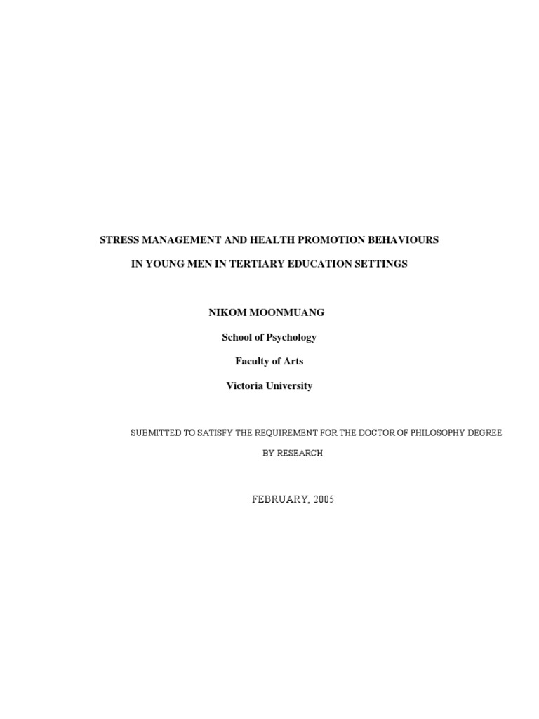 Stress Management in Young Men | PDF | Coping (Psychology) | Stress ...