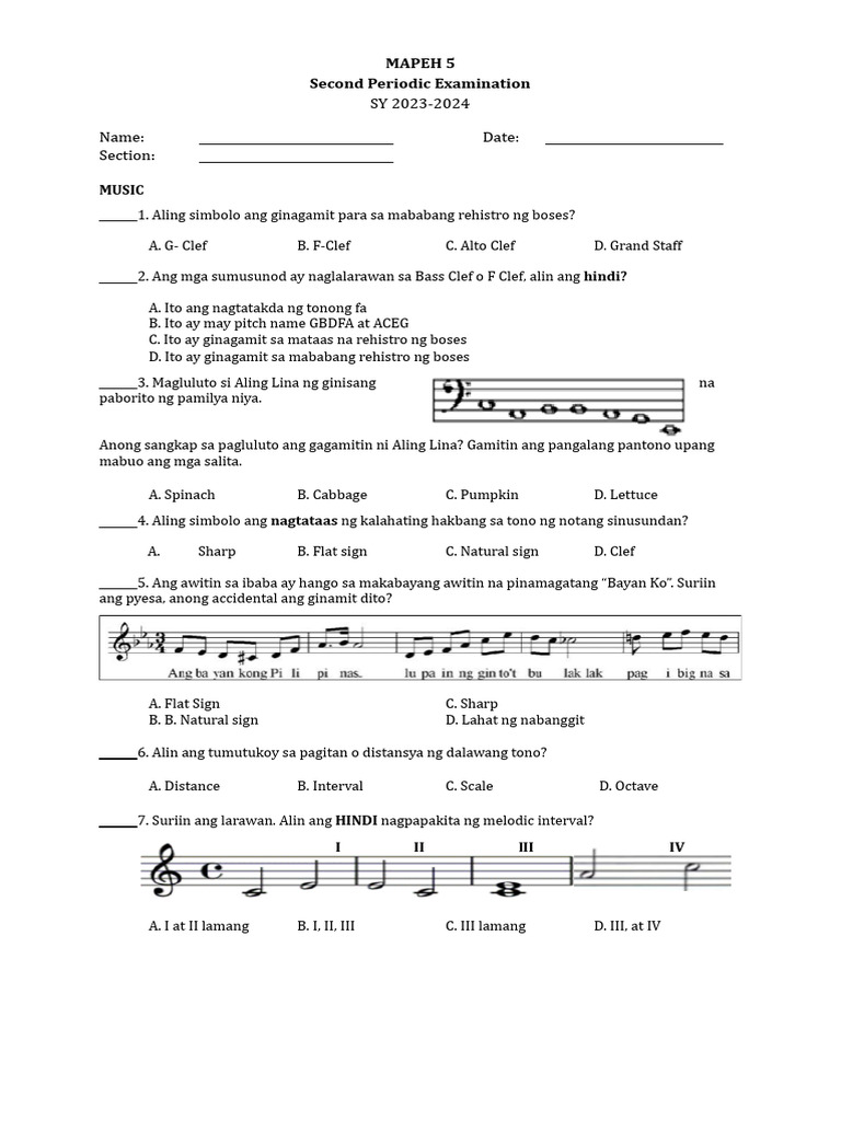 Mapeh 5 q2 PT New | PDF