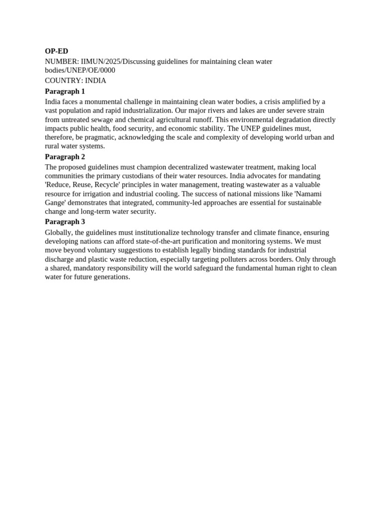 Guidelines for Clean Water in India | PDF