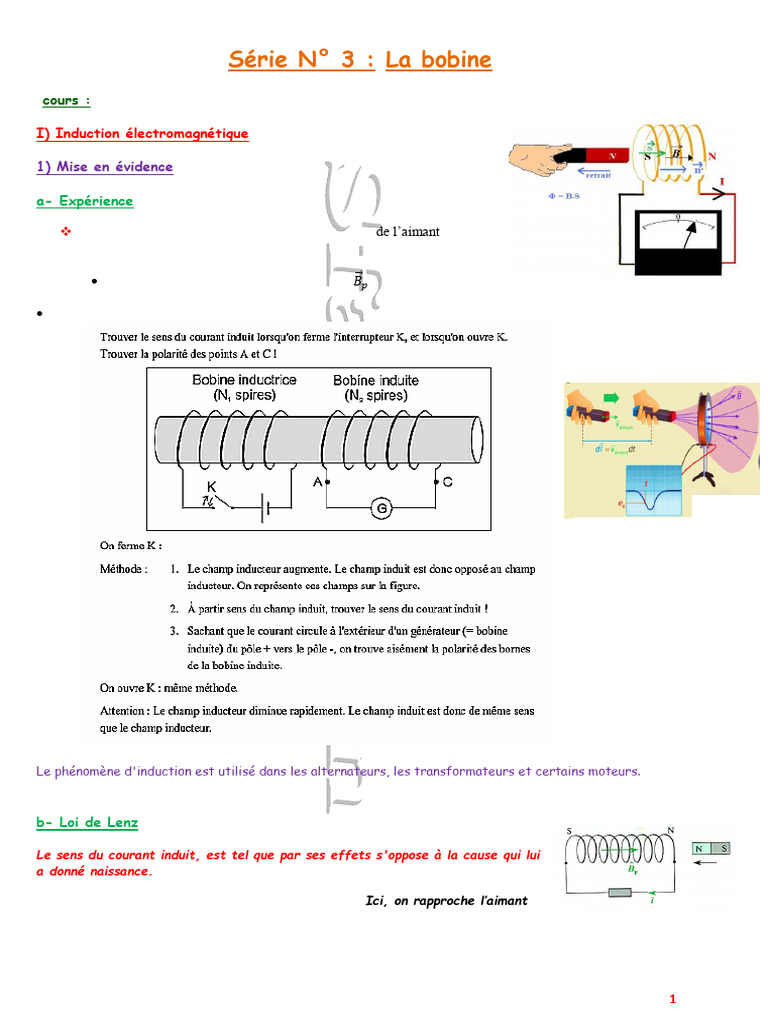 Auto-induction dans les bobines | PDF | Inducteur | Résistance ...