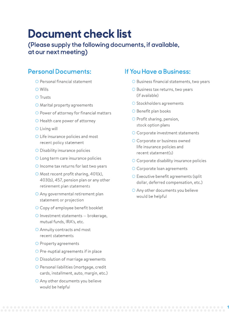 FP Document Checklist | PDF