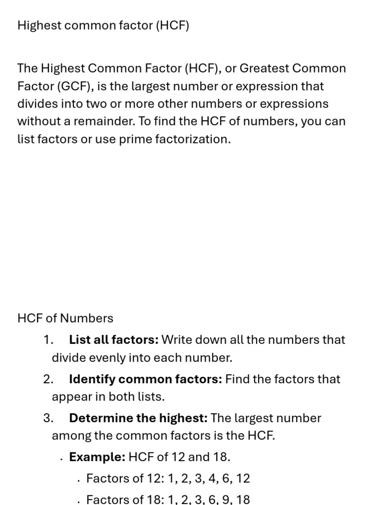 HCF | PDF