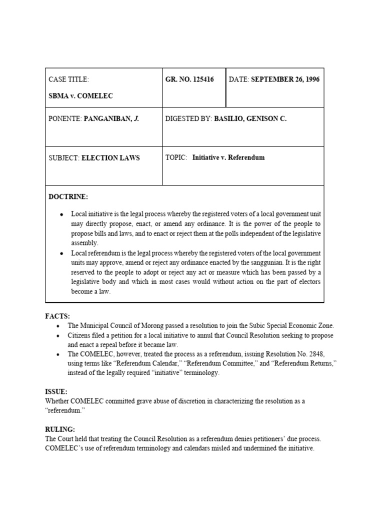 Election Law Case Summaries and Doctrines | PDF | Evidence (Law ...