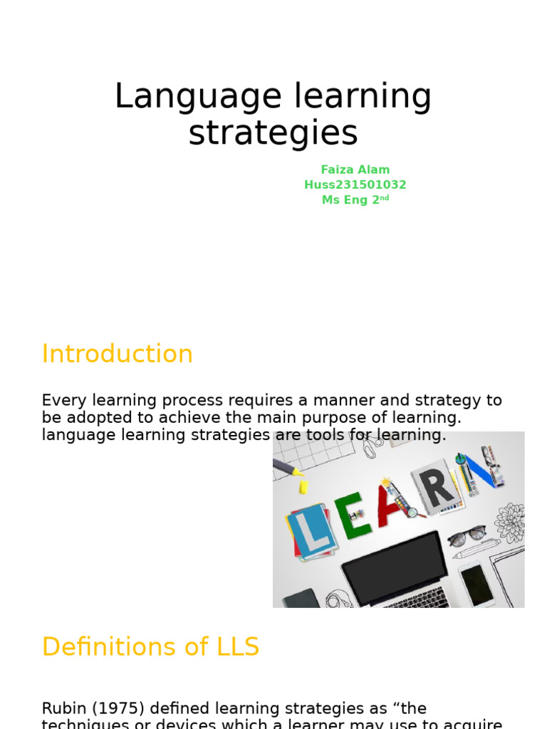 Language Learning Strategies by Faiza Alam | PDF | Learning | Language ...