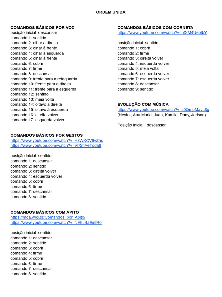 Comandos de Ordem Unida Básicos | PDF | Operações militares | Conflitos