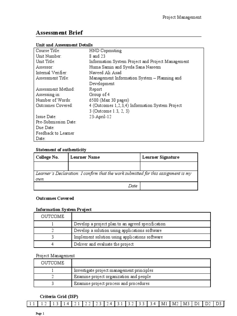 Project Management for MIS Development | PDF