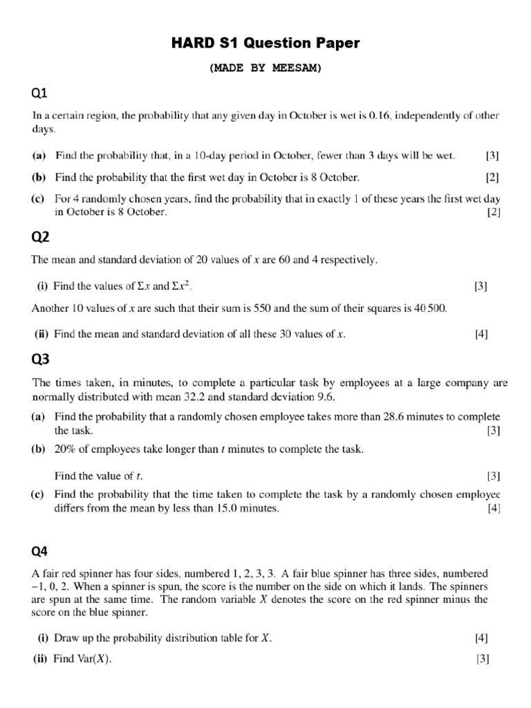Hard s1 Paper | PDF