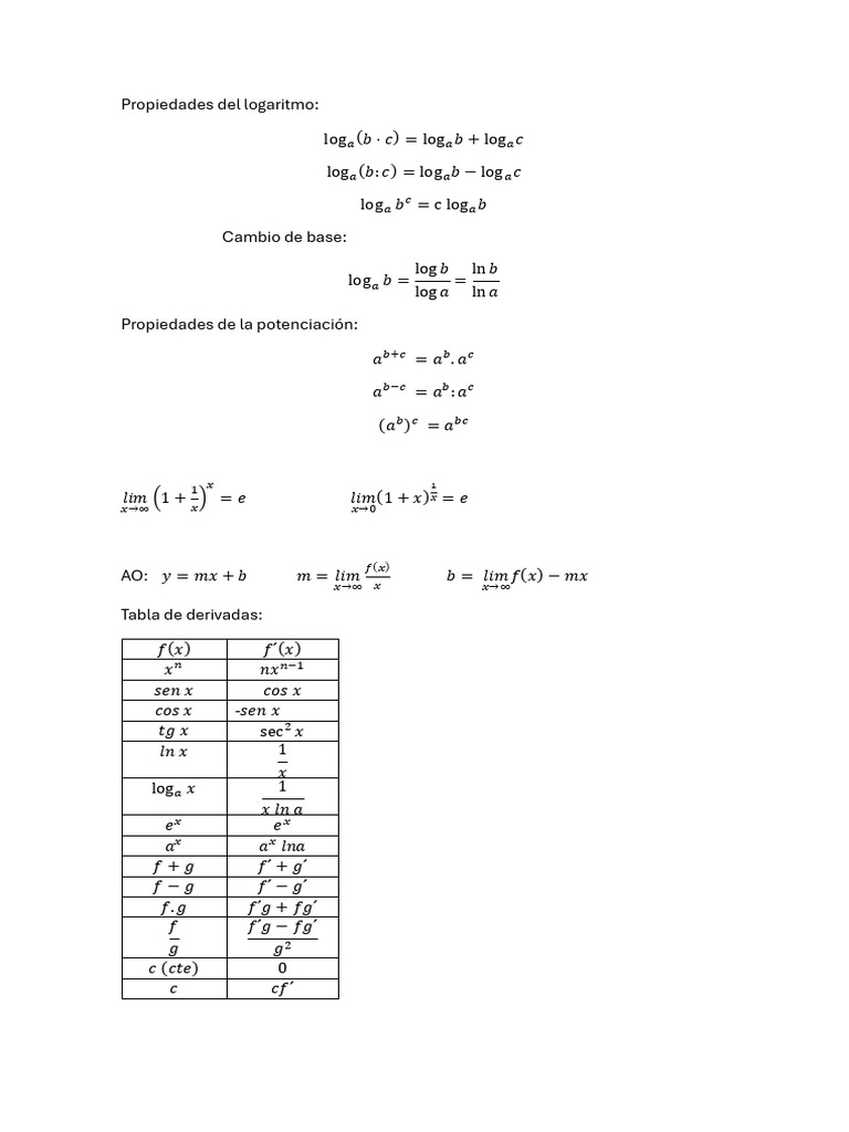 Fórmulas Act 1y2 | PDF