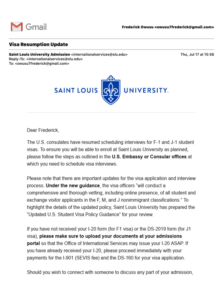 Visa Resumption Update | PDF