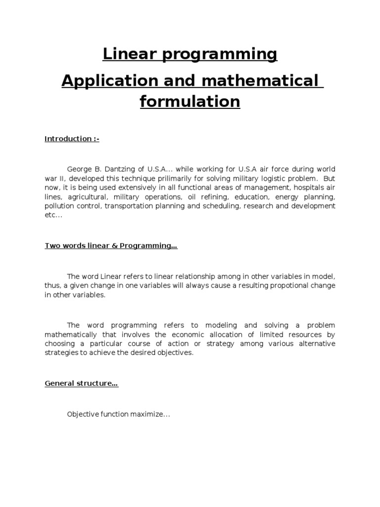 Advantages of Linear Programming | PDF | Mathematical Optimization ...