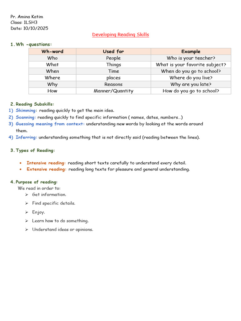 Developing Essential Reading Skills | PDF