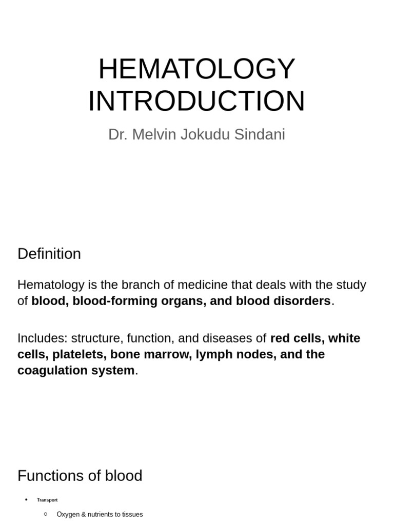 Hematology Introduction | PDF | Blood Cell | White Blood Cell