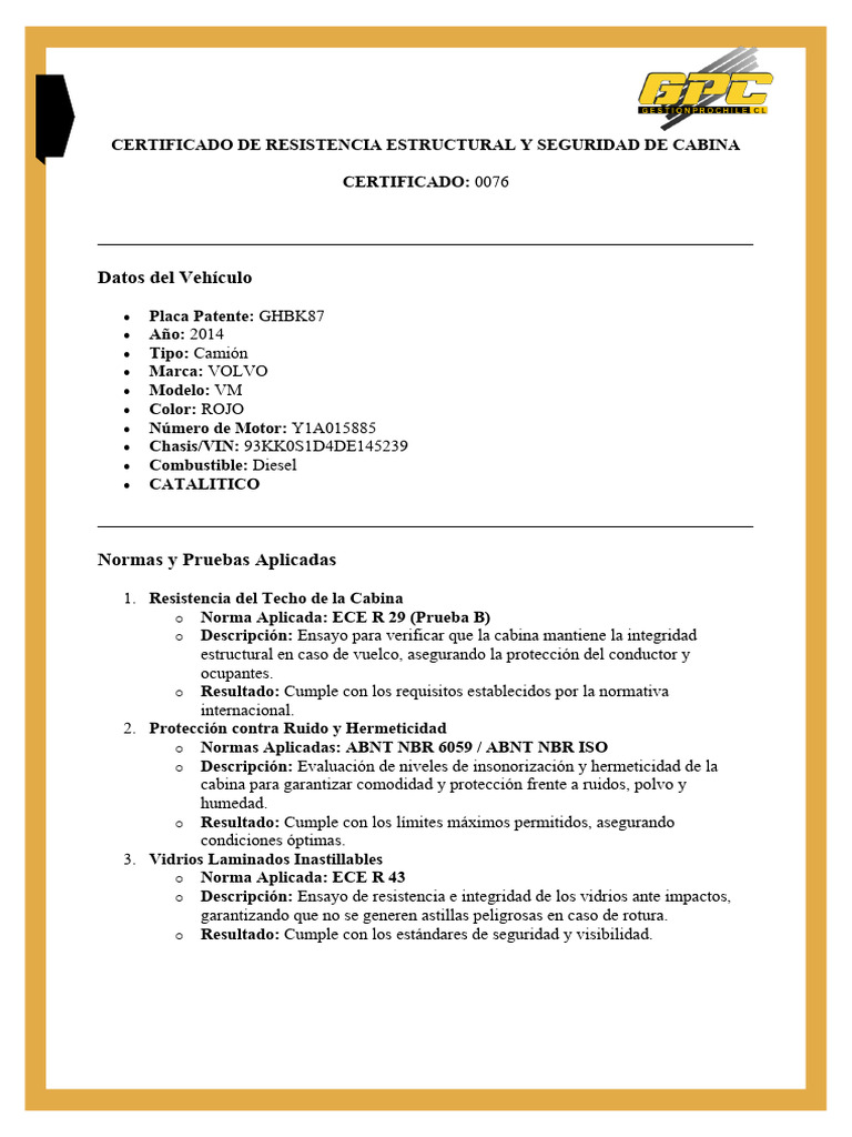 Informe de Resistencia Estructural Ppu Ghbk-87 | PDF | Camión ...