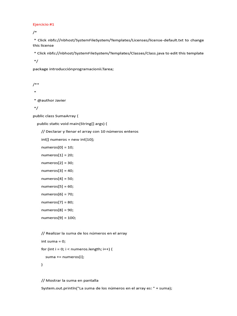 Ejercicios de Programación en Java | PDF | Programación de computadoras ...